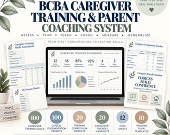 BCBA Caregiver Training and Parent Coaching System | ABA Parent Training, 100 Goals, BST, Fidelity, Data Sheets & Documentation