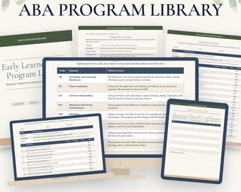 Early Learner ABA Program Library, 64 Skill Acquisition Programs, Teaching Cards, Data Sheets, Early Intervention Autism BCBA Printables