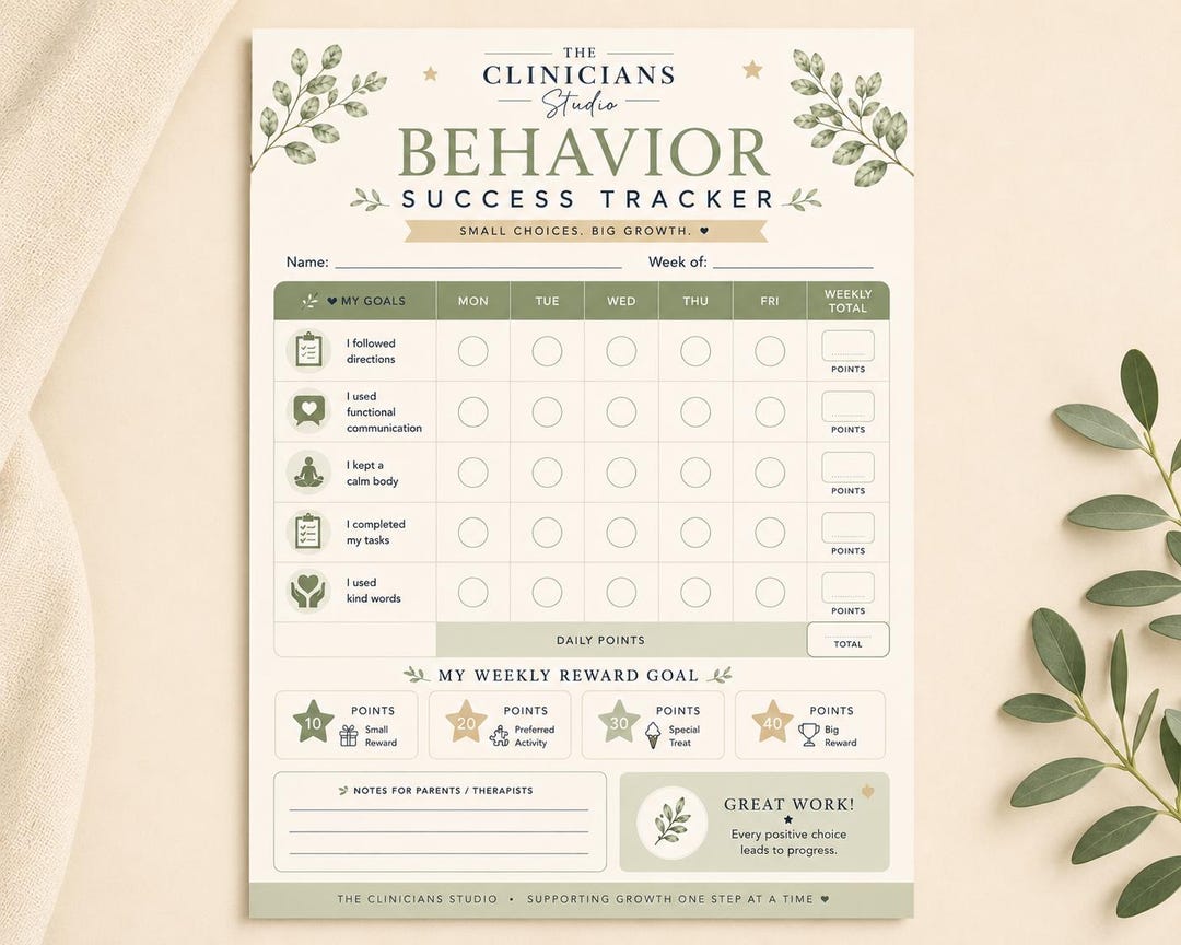 Behavior Chart Printable, ABA Behavior Tracker, Autism Reward Chart ...