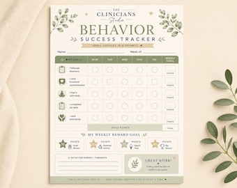 Behavior Chart Printable, ABA Behavior Tracker, Autism Reward Chart, Positive Behavior Chart for Kids Classroom Home Behavior Management PDF