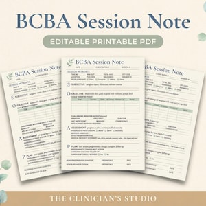 BCBA Session Note Printable, Simple SOAP Session Notes Form for BCBA Rbt Aba Professionals, Printable Pdf Instant Download Note-taking