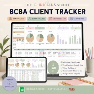 BCBA Client Tracker Google Sheets Template | ABA Caseload Management | BCBA Planner | Client Data Tracker | Aba Organization Tool