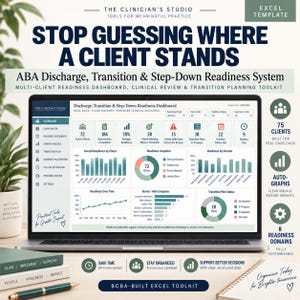 BCBA Discharge & Transition Readiness Tracker | ABA Clinical Dashboard | Step-Down Planning and Follow-Up Excel Toolkit