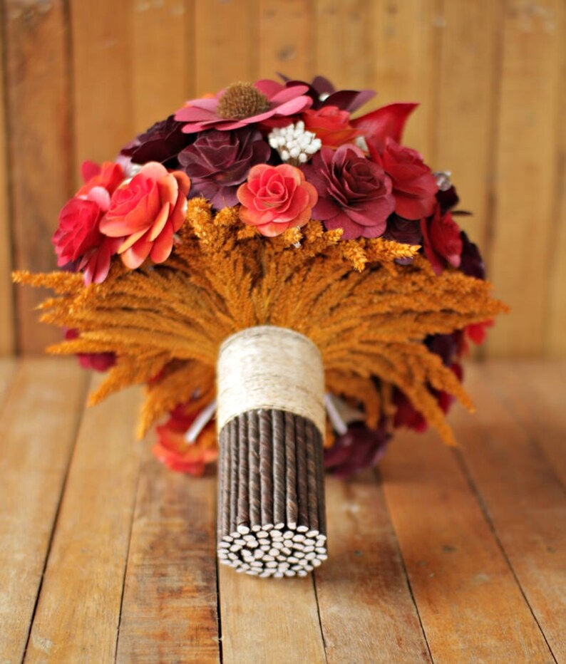 Wooden Flowers Bouquet Fall Autumn Corn Husk and Wooden Bouquet for Wedding and Home Decor Centerpiece