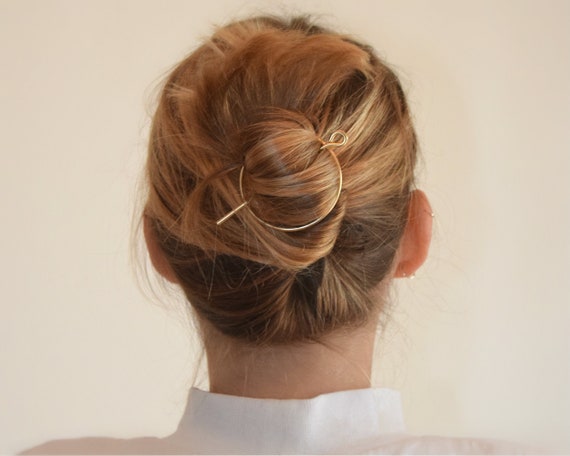 Gold Hair Stick Hair Bun Holder Hair Barrette Etsy