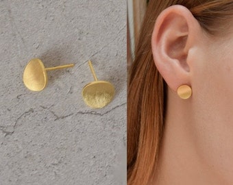 Gold stud earrings, Gold studs, Everyday earrings, Round stud earrings