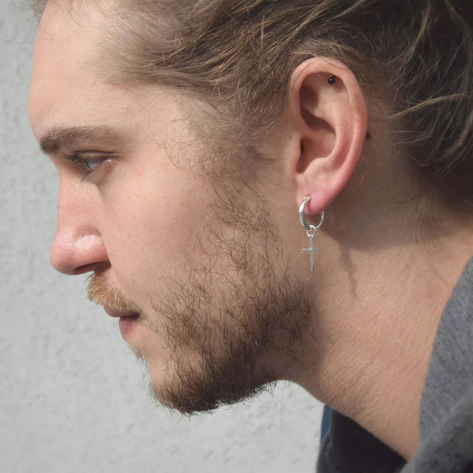 Pendientes de cruz de hombre aros de plata para hombre Etsy