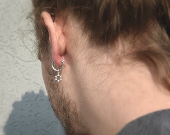 Star of David earrings, Men's earrings, Men's earrings hoop