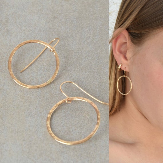 Gold hoops Frontal facing hoops Dangle earrings Etsy