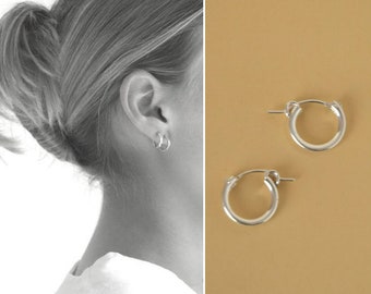 Tiny silver hoops, Huggie hoop earrings, 925 sterling silver earrings hoop