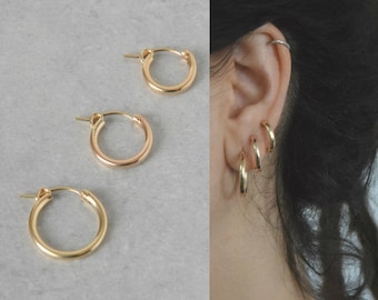 3 hoop earrings, Gold earring set, Gold hoop set