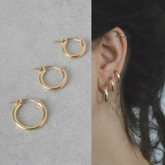 3 Hoop Earrings Gold Earring Set Gold Hoop Set Etsy UK