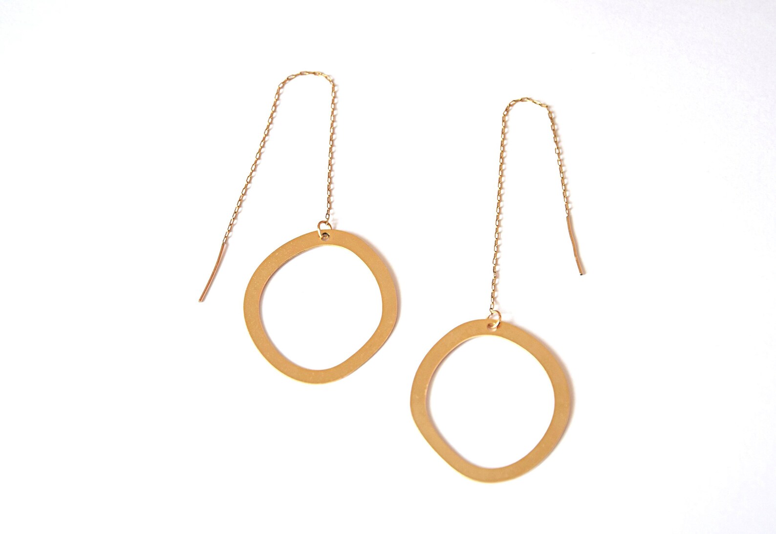 Long Gold Statement Earrings, Threader Earrings, Circle Threader Earrings, Statement Earrings