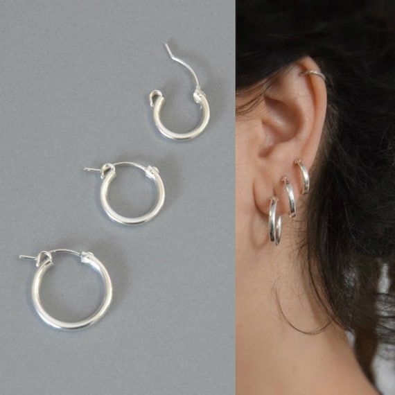 Sterling Silver Set of 3 Hoop Earrings Set Sterling Silver Set of 3 Hoop Earrings Set
