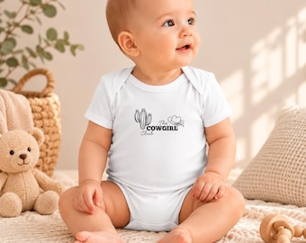 Cowgirl Club Baby Romper – Western Cactus & Hat Design, Infant Bodysuit
