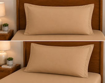 Elegant Tan Solid Cotton Duvet Cover | Minimalist Solid Bedding with Shams