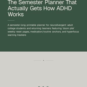 ADHD Semester Planner Printable | Adult College Student Neurodivergent PDF | Doom Pile Reset | Hyperfocus Tracker | Routine Anchor