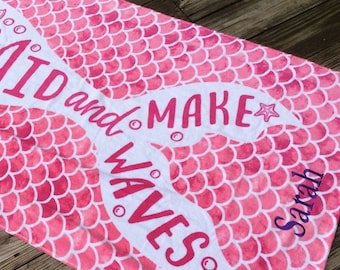 XL Mermaid Personalized Beach Towel Monogrammed Towel Adult Beach Towel Mermaid Towel Mermaid Birthday Mermaid Life Monogrammed Beach Towel