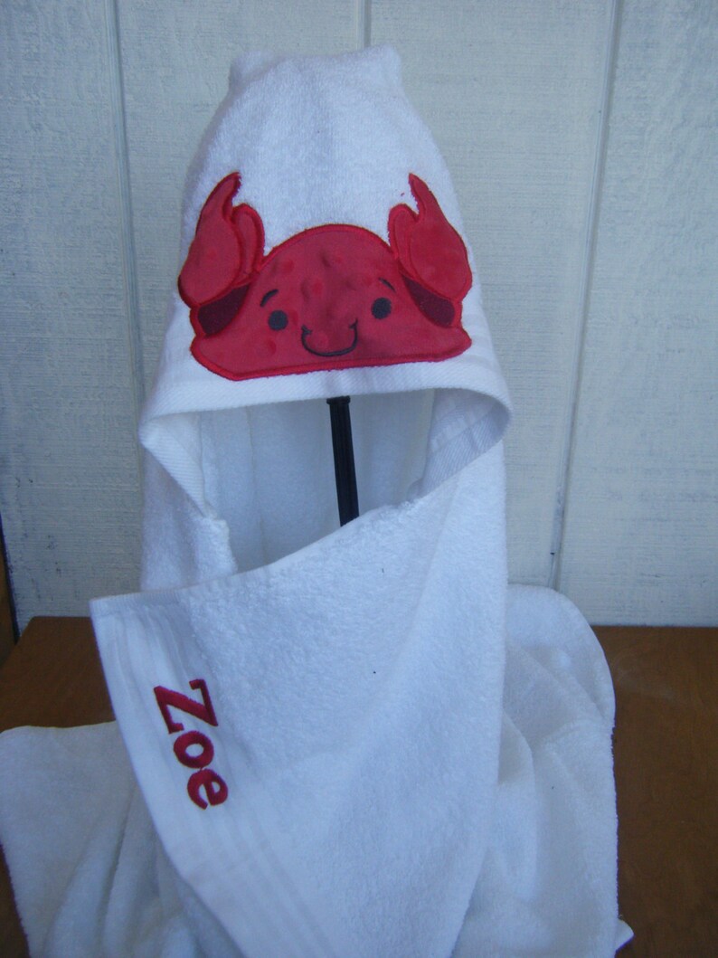 Crab Hooded Towel Personalized Hood Towel Nautical Baby Shower Gift Ocean Decor Nautical Birthday Party Nautical Decor Ocean Bath Towel