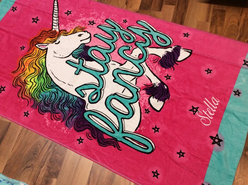 XL Unicorn Personalized Beach Towel Monogrammed Towel Adult Etsy