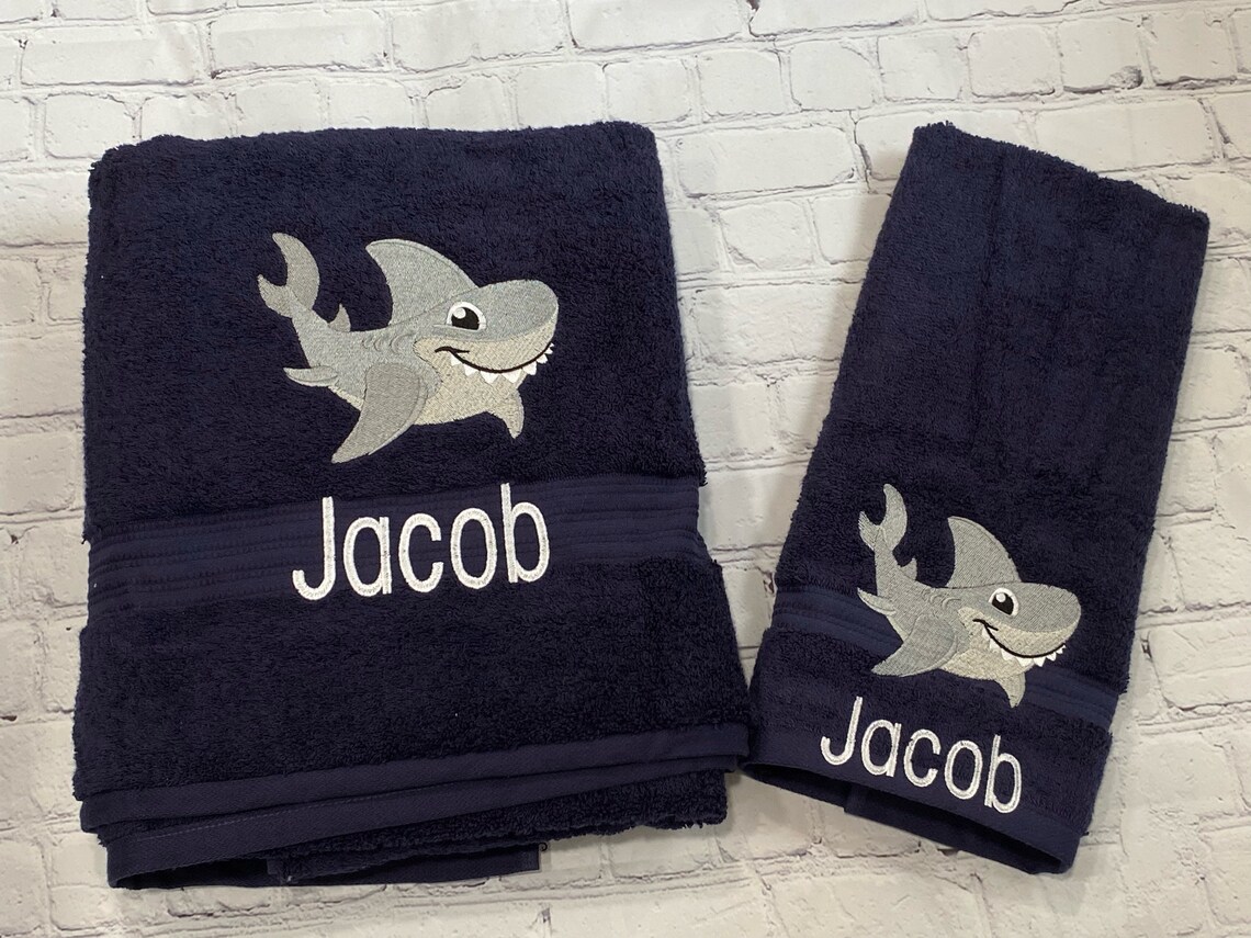 Shark Personalized Towel Ocean Towel Sea Creature Towel Etsy