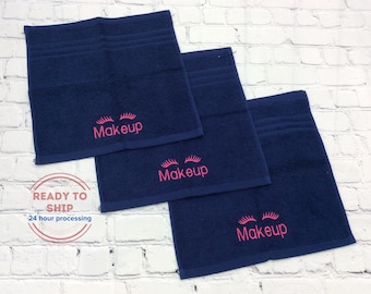 Navy Makeup Removal Washcloths, Face Teen Gift, Face Towel, Cotton Make Up Removal Cloths, Gift for Her, Spa Bath Scrub Towel