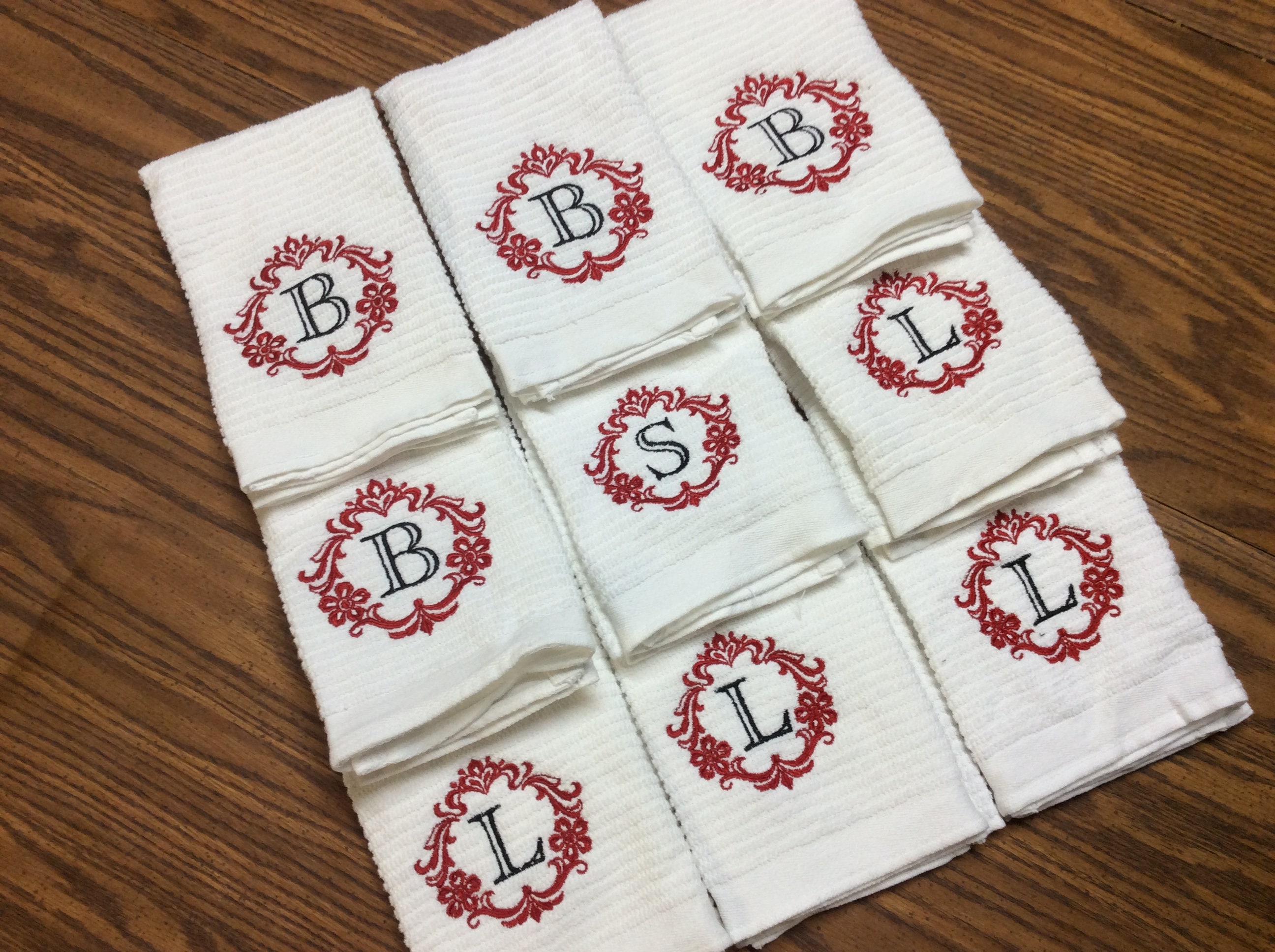 Damask Monogram Kitchen Towel Damascus Kitchen Decor Gift for Etsy