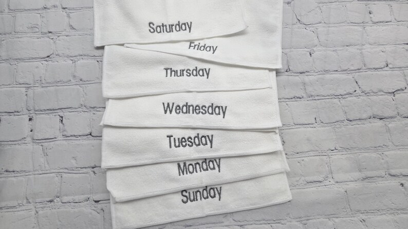 Days of the Week Washcloths, Teen Gift, Face Towel, Microfiber Make Up Removal Cloth, Gift for Her, Slumber Party Favor, Secret Pal Gift image 7