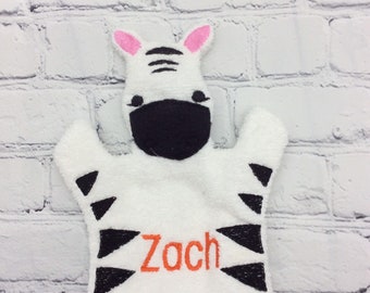 Kids Zebra Bath Mitt, Personalized Washcloth, Monogrammed Jungle Baby Shower Gift, Birthday Spa Favor, Cotton Bath Glove, Toddler Gift
