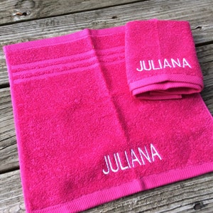 Hot Pink Personalized Washcloth Set Teen Gift,  Spa Face Cloths Cotton Cloths for Make Up, Gift for Her Ecofriendly, Reusable Washable