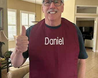 LONG Adult Bib Personalized Adult Bib Personalized Special Needs Bib, Monogrammed Adult Bib, Holiday Adult Bib, Holiday Bib