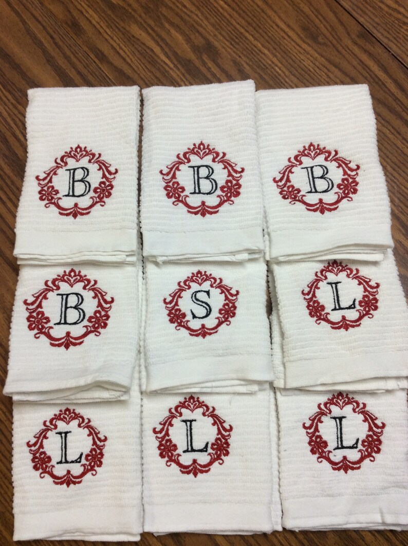 Damask Monogram Kitchen Towel Damascus Kitchen Decor Gift for Etsy