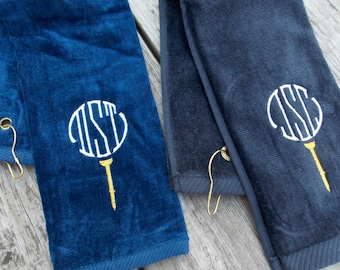 Monogrammed Golf Towel Personalized Golf Towel Groomsmen Gift Wedding Gift Cotton Anniversary Gift, 2nd Anniversary, Golf Decor