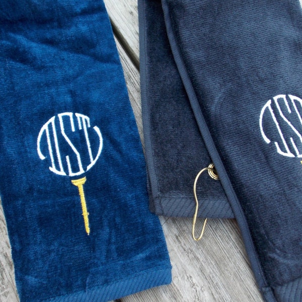 Monogrammed Golf Towel Personalized Golf Towel Groomsmen Gift Wedding Gift Cotton Anniversary Gift, 2nd Anniversary, Golf Decor