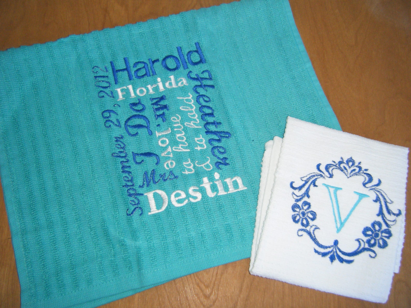 Personalized Kitchen Towel Set Wedding Gift Set Bridal Etsy