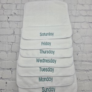 Days of the Week Washcloths, Teen Gift, Face Towel, Microfiber Make Up Removal Cloth, Gift for Her, Slumber Party Favor, Secret Pal Gift image 2
