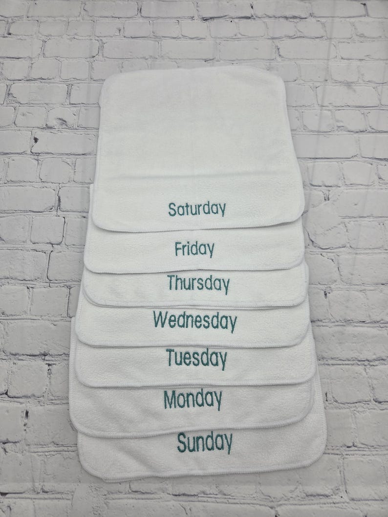 Days of the Week Washcloths, Teen Gift, Face Towel, Microfiber Make Up Removal Cloth, Gift for Her, Slumber Party Favor, Secret Pal Gift image 2