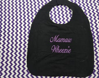 Purple Chevron Adult Bib, Monogrammed Bib, Personalized Special Needs Bib, Washable Cotton Clothing Protector, Personalized Adult Bib