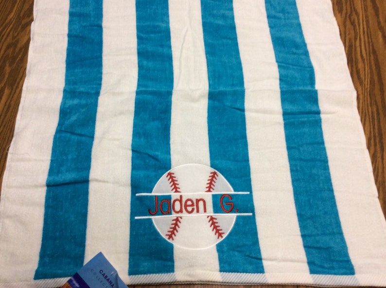Baseball Personalized Beach Towel Monogrammed Towel Sports Etsy