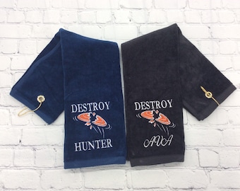 Personalized Skeet Towel, Trap Shooting Gift for Guy hunting Decor, monogrammed gift under 20,  Unique Sportsman, Gun Club, Pistol Range