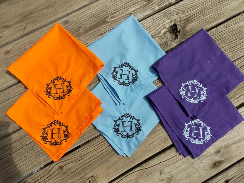 Damask Monogrammed Cloth Napkins Personalized Cloth Napkins Etsy