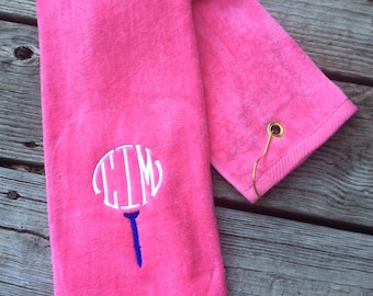 Monogrammed Golf Towel Personalized Golf Towel stocking stuffer Present Wedding Gift Cotton Anniversary Gift, 2nd Anniversary, Golf Decor