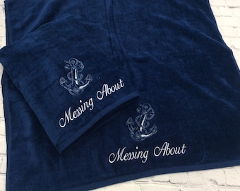 LG Anchor Personalized Beach Towel, Monogrammed Beach Towel, Destination Wedding Towel Personalized Towel Cotton Anniversary Gift Boat Towel