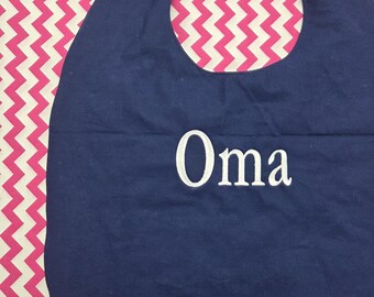 Washable Clothing Protector, Name Bib, Monogrammed Bib, Personalized Special Needs Bib, Adult Bib,  Cotton Napkin Travel Bib