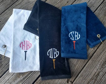 Monogrammed Golf Towel Personalized Golf Towel Groomsmen Gift Wedding Gift Cotton Anniversary Gift, 2nd Anniversary, Golf Decor