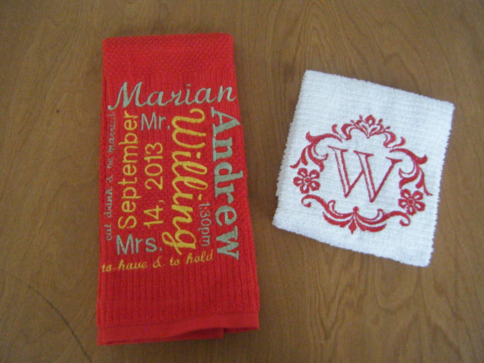Personalized Kitchen Towel Set Wedding Gift Set Bridal Etsy
