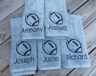 Football Personalized Hand Towel, Sports Bathroom Decor Monogrammed Hand Towel, Personalized Towel, Team Towel, Sports Towel, Football Towel