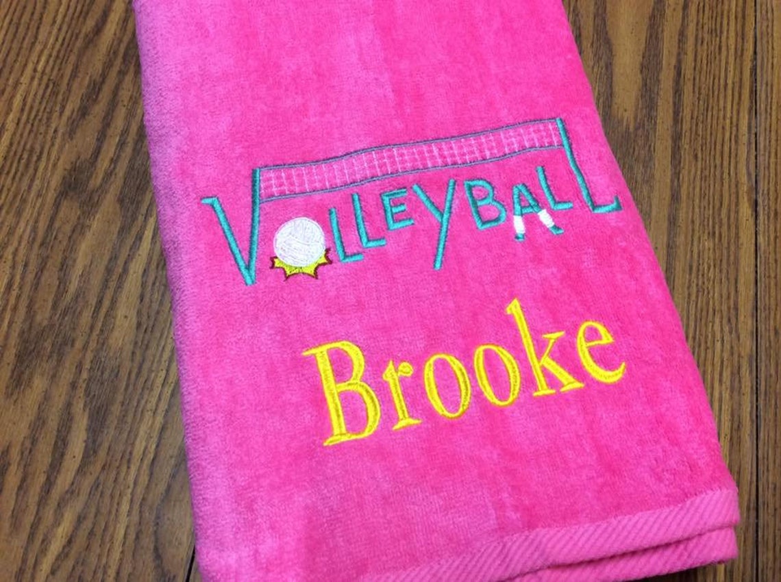 Volleyball Personalized Beach Towel Monogrammed Beach Towel Etsy