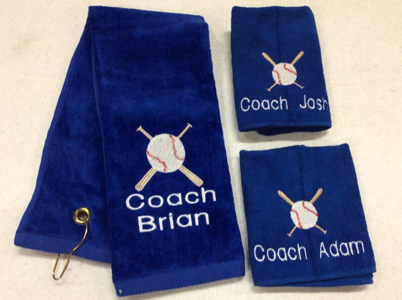 Monogrammed Baseball Towel Personalized Baseball Coachs Gift Etsy