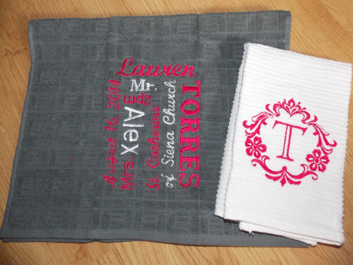 Personalized Kitchen Towel Set Wedding Gift Set Bridal Etsy